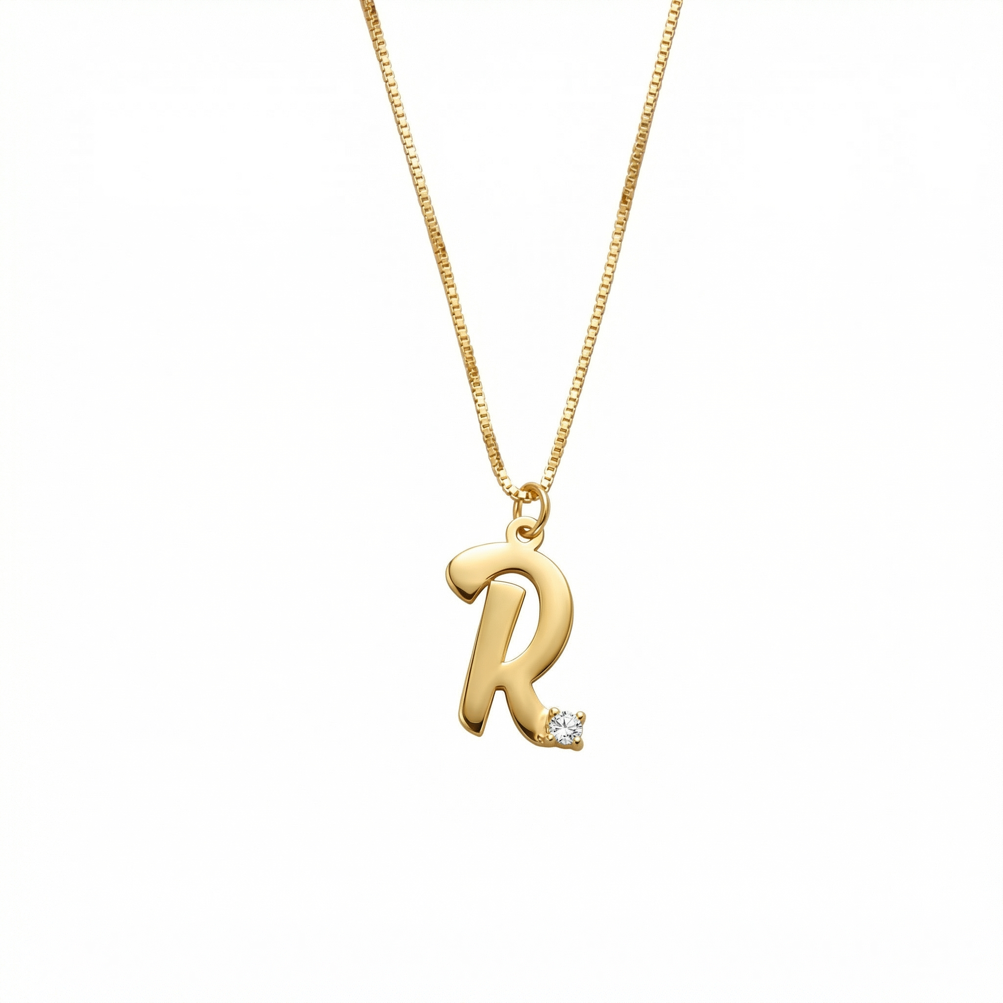 Personalized Initial Necklace with CZ Diamond in 18K Gold Vermeil with CZ Diamond. Tarnish-resistant, perfect for daily wear.