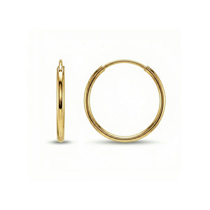 14K Solid Gold Endless Hoop Earrings. Hypoallergenic real gold, perfect for daily wear.