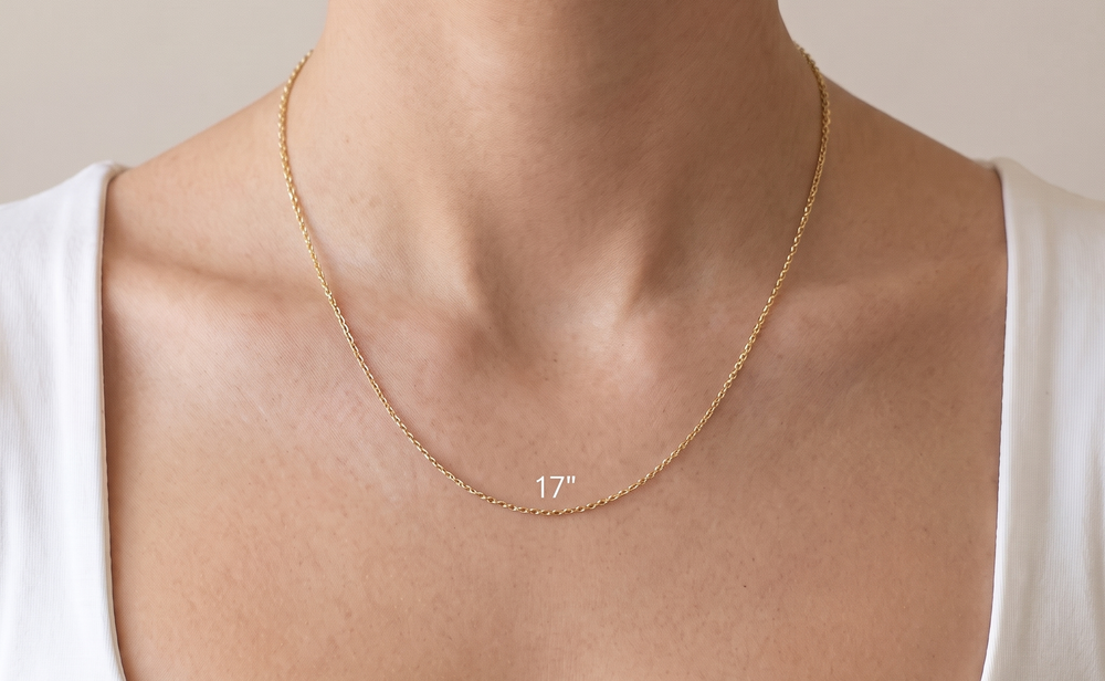 The chain on the neck: 17 inches