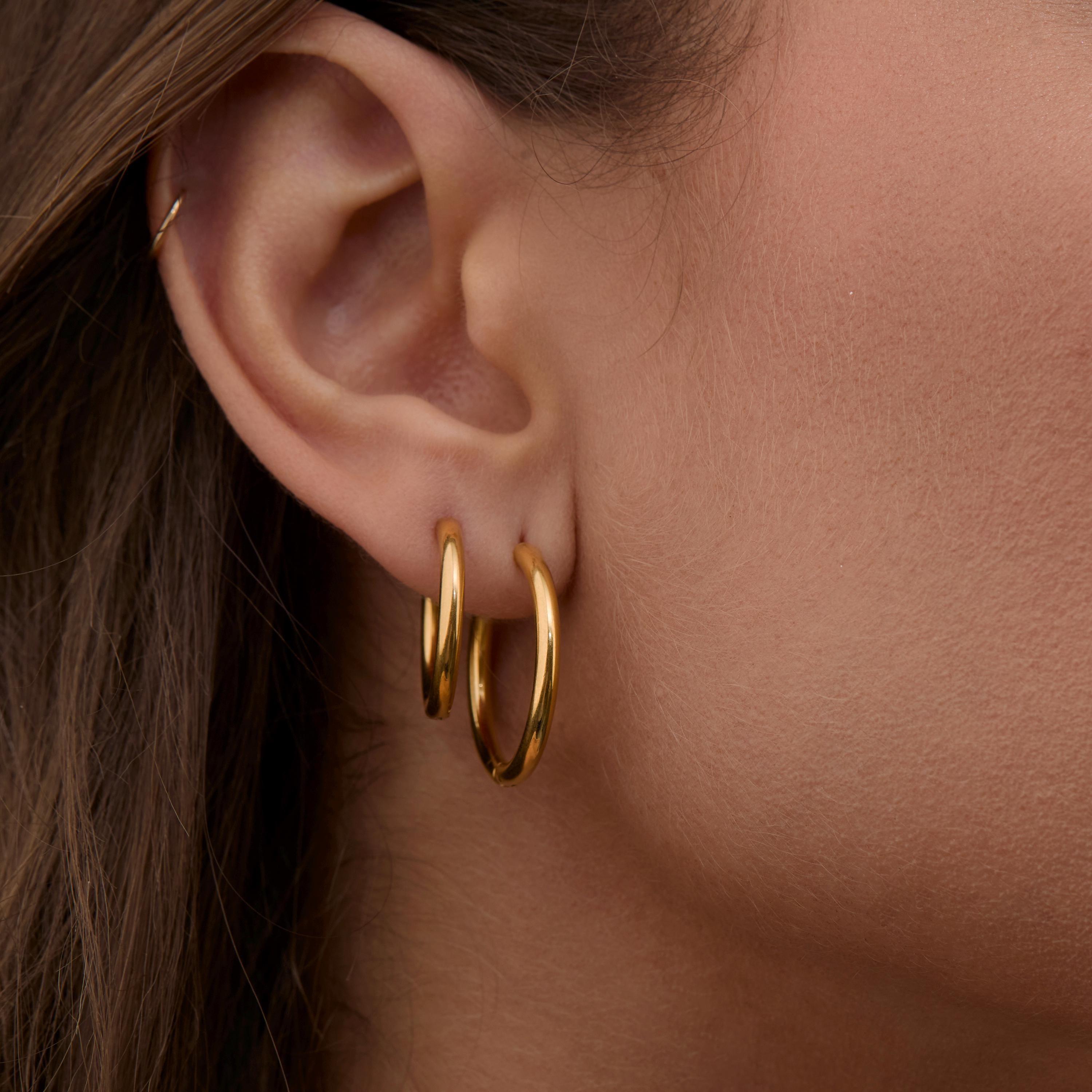 18K Plated Gold Hoop Earrings Multi Size as a thoughtful birthday gift in Gold-Plated Steel. Hypoallergenic for sensitive.