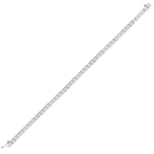 4.78 ct tw natural diamond tennis bracelet in 14K solid white gold, laid out in full with its box clasp