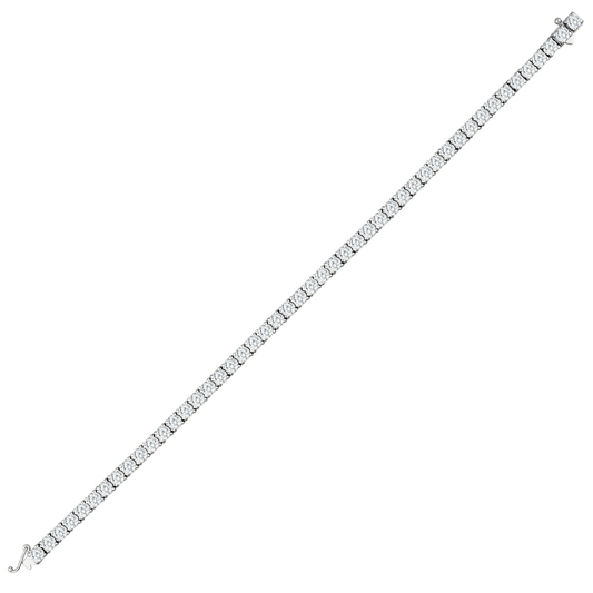 6.68 ct tw natural diamond four-prong tennis bracelet in 14K solid white gold, full length with box clasp