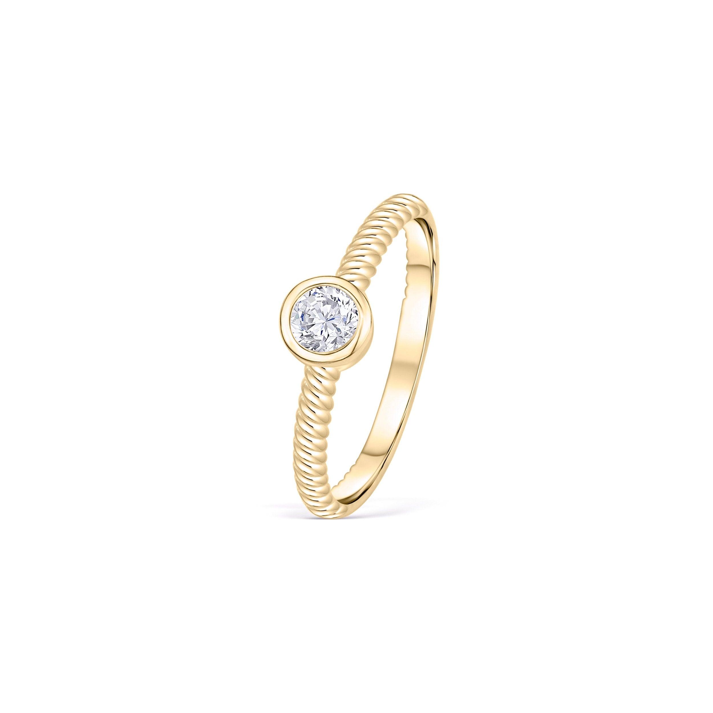 Solitaire Rope Ring - 18K Gold Vermeil - Glamour Jewelry House