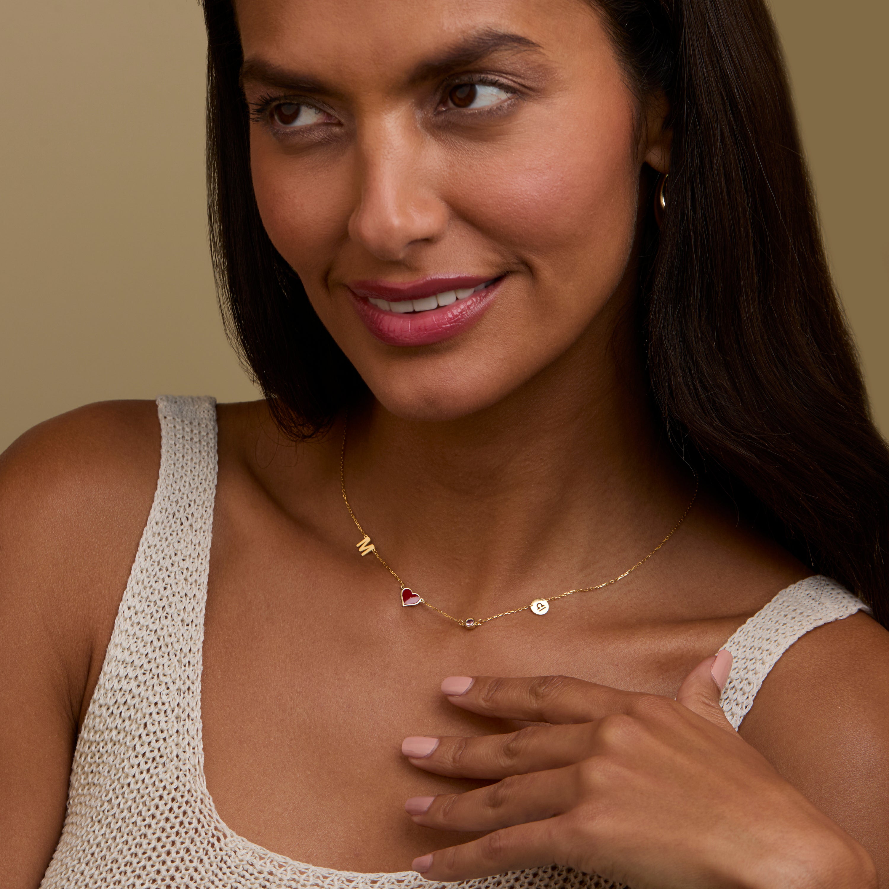 Birth Stone Horoscope Initial Necklace - 18K Gold Vermeil
