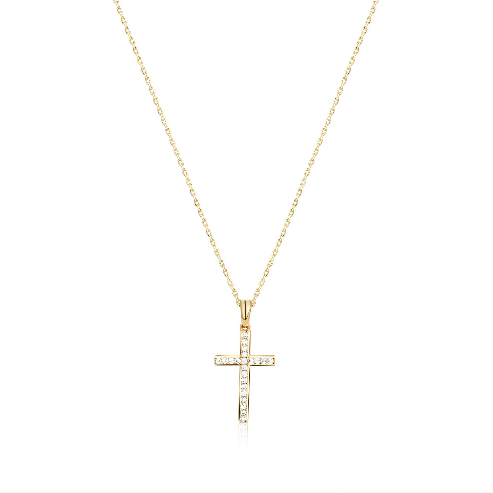 Cross Necklace with CZ Diamonds - 18K Gold Vermeil