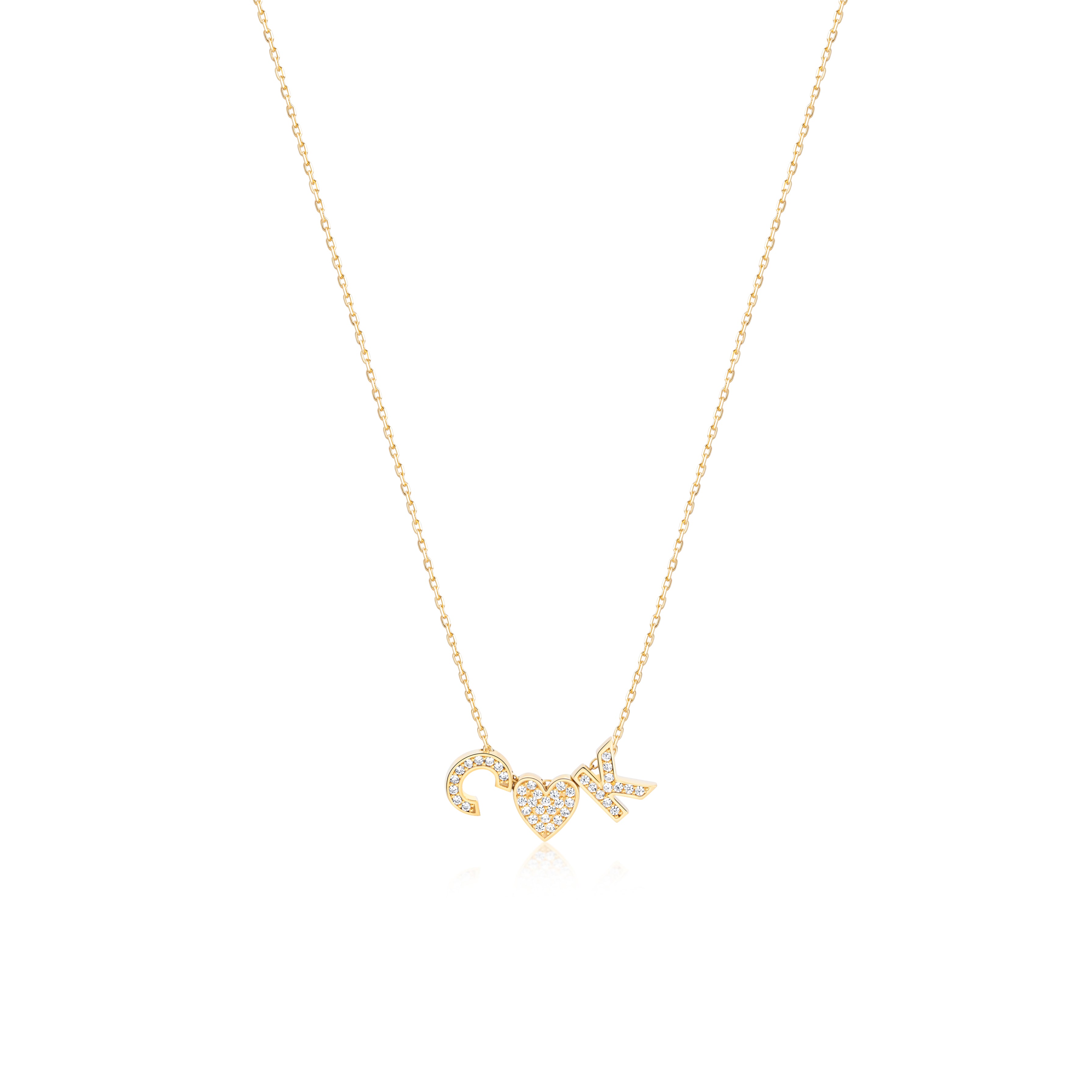 Pave Initial Necklace - 18K Gold Vermeil