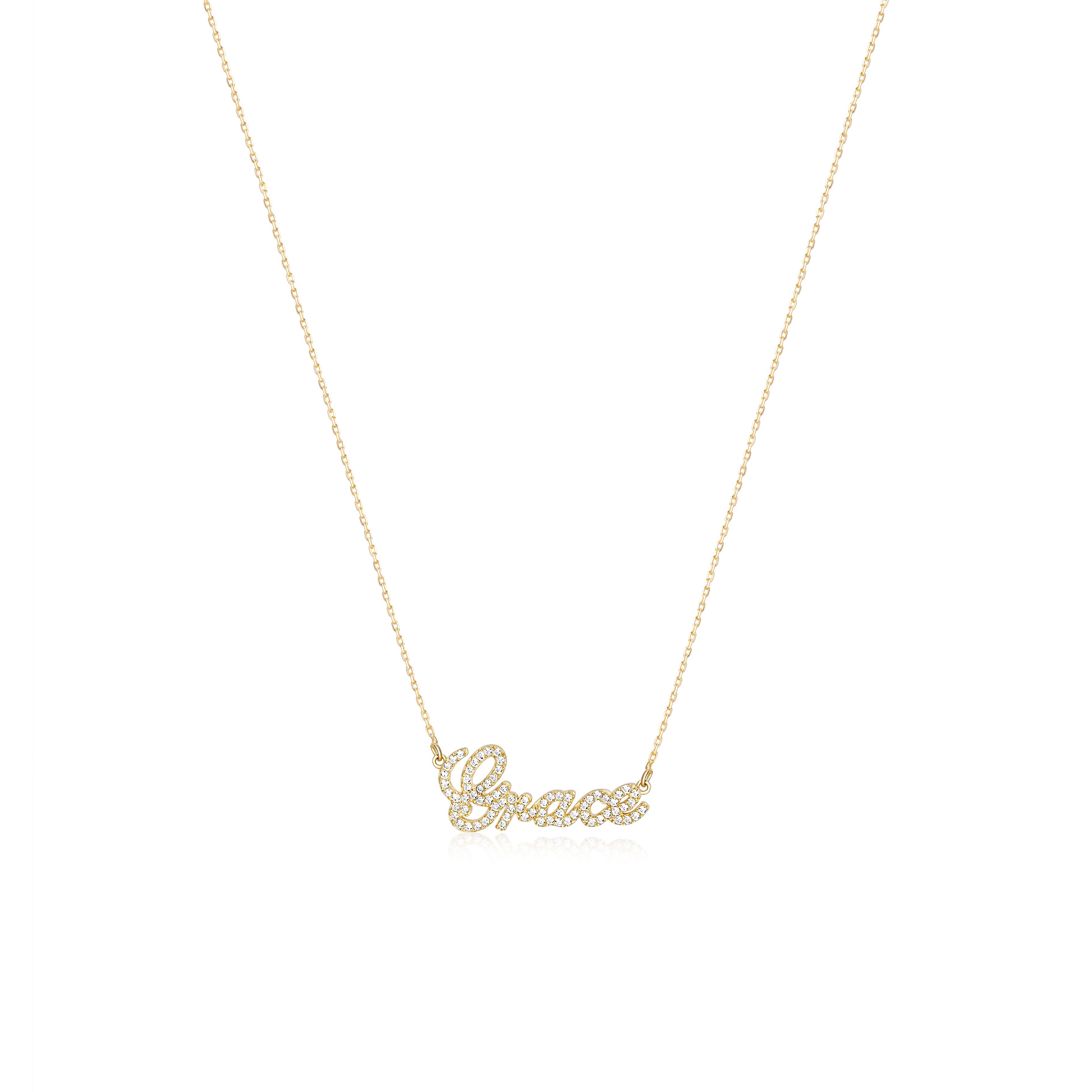 Pave Name Necklace - 18K Gold Vermeil