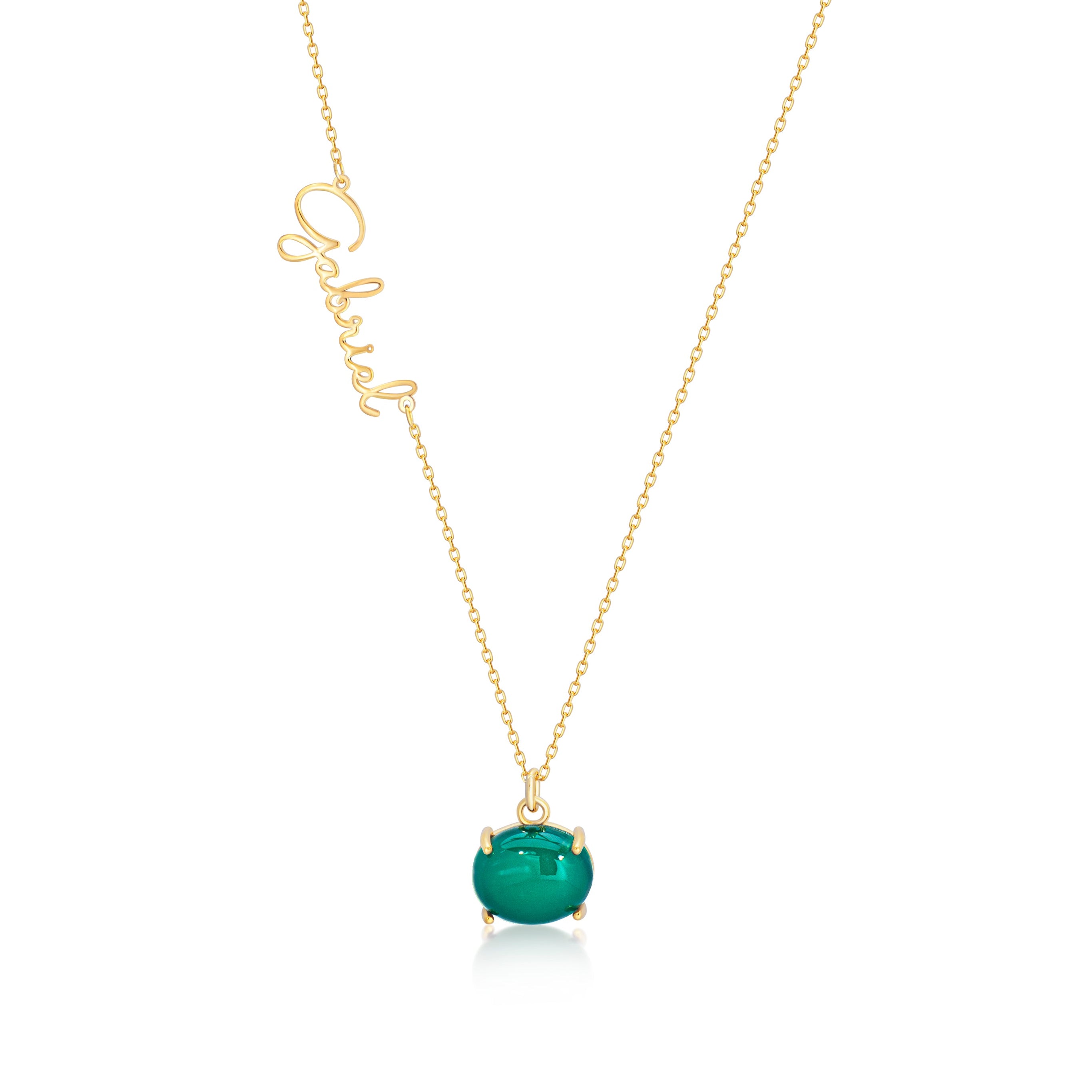 Personalized Emerald Necklace - 18K Gold Vermeil