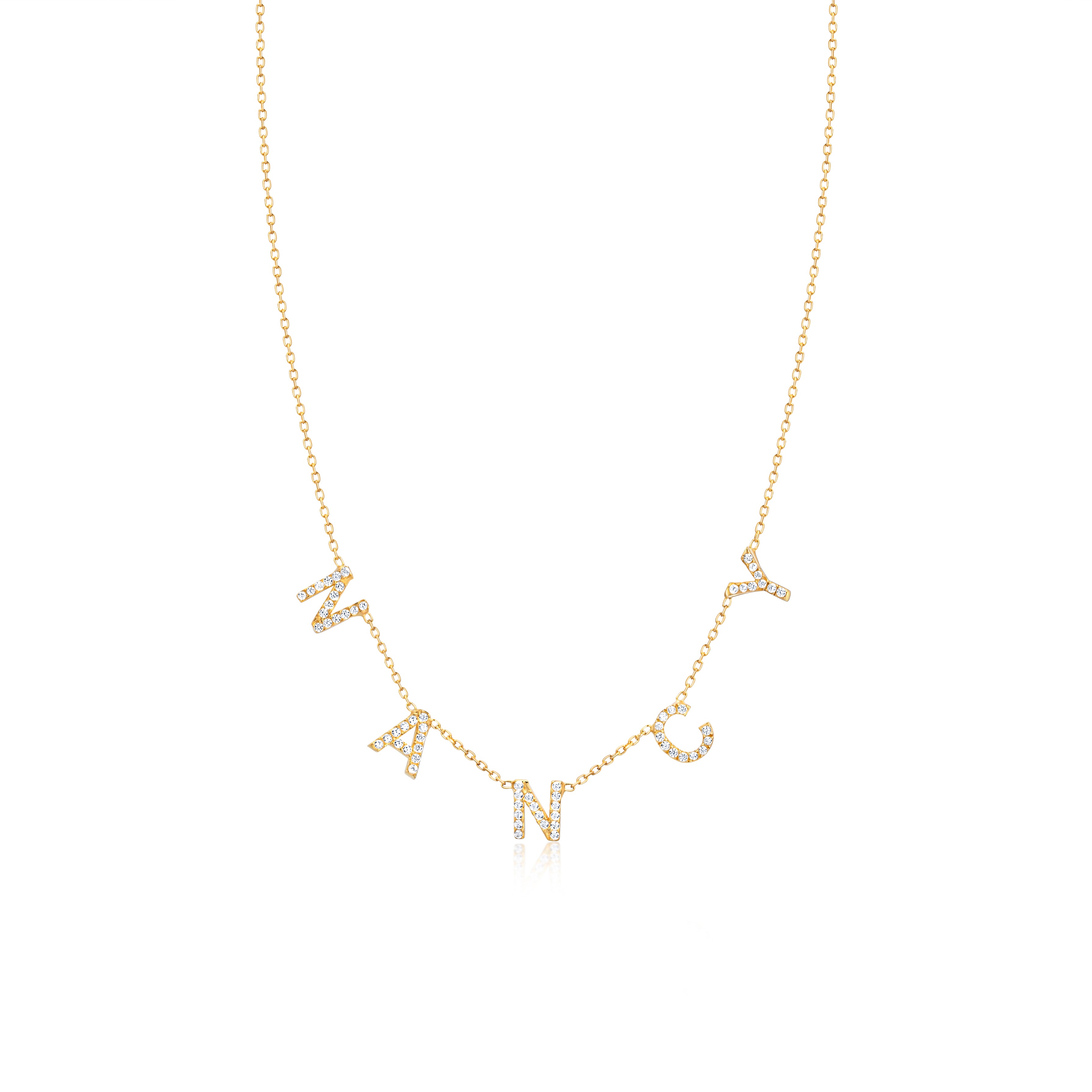 Pave Initials Necklace - 18K Gold Vermeil