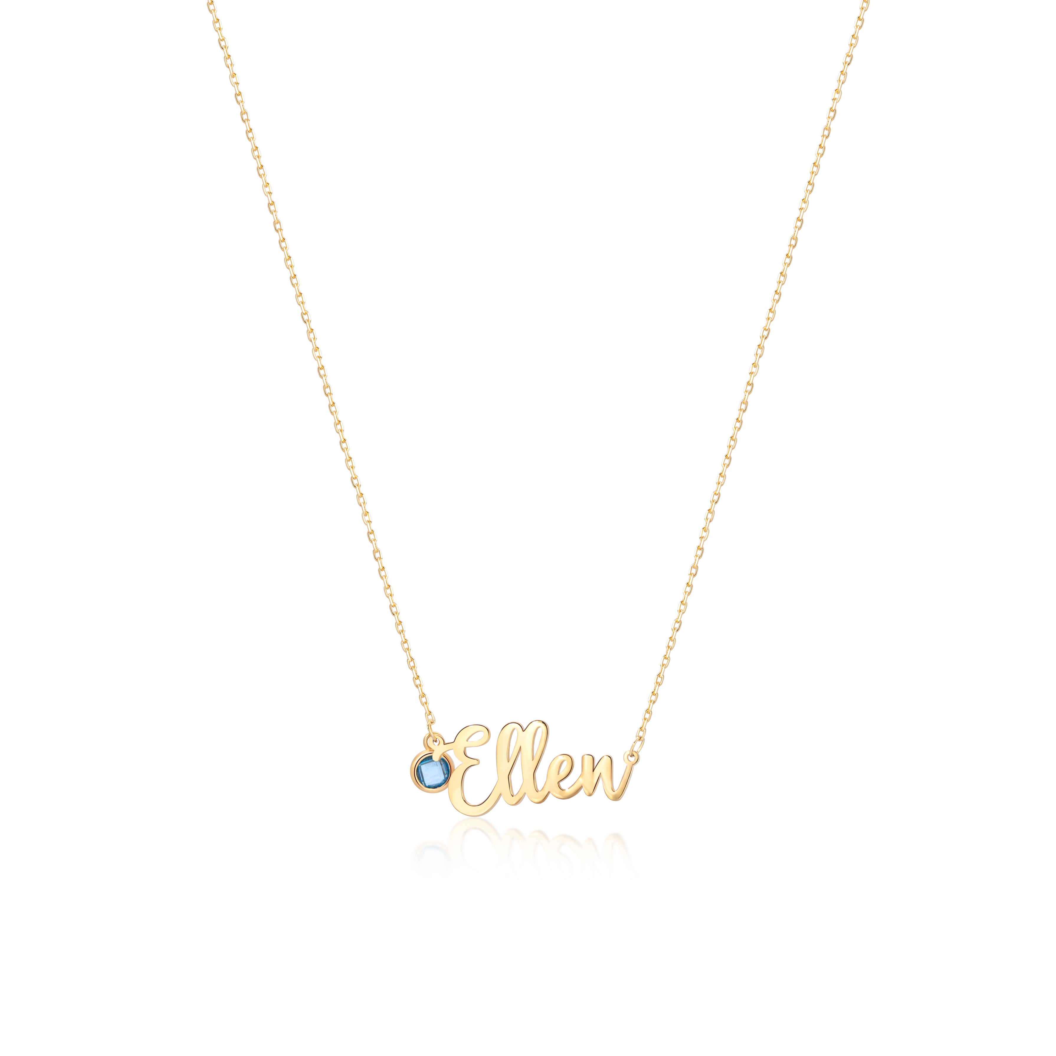 Name Necklace with Birthstone