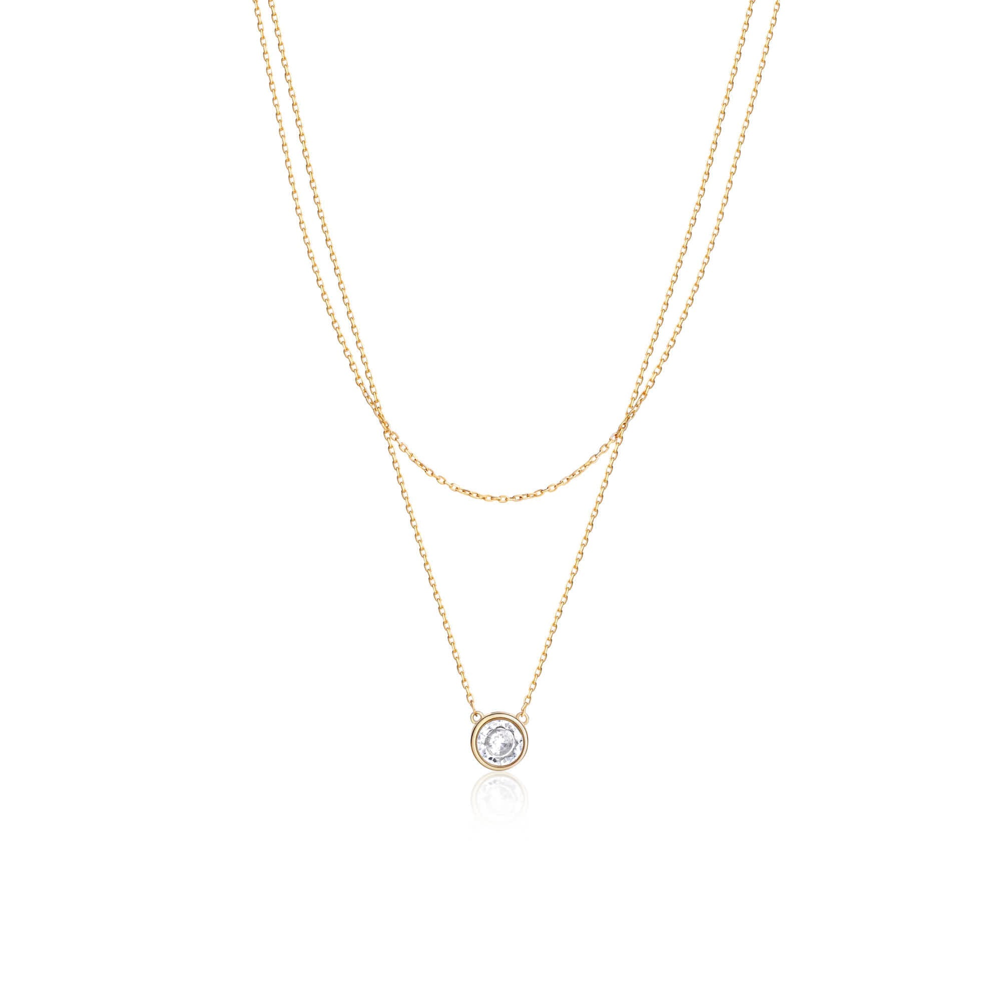 Solitaire Bezel CZ Diamond Necklace