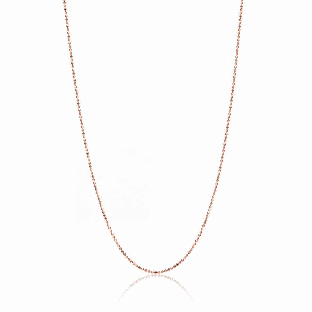 Ball Chain Necklace in rose gold — 1 mm bead chain.