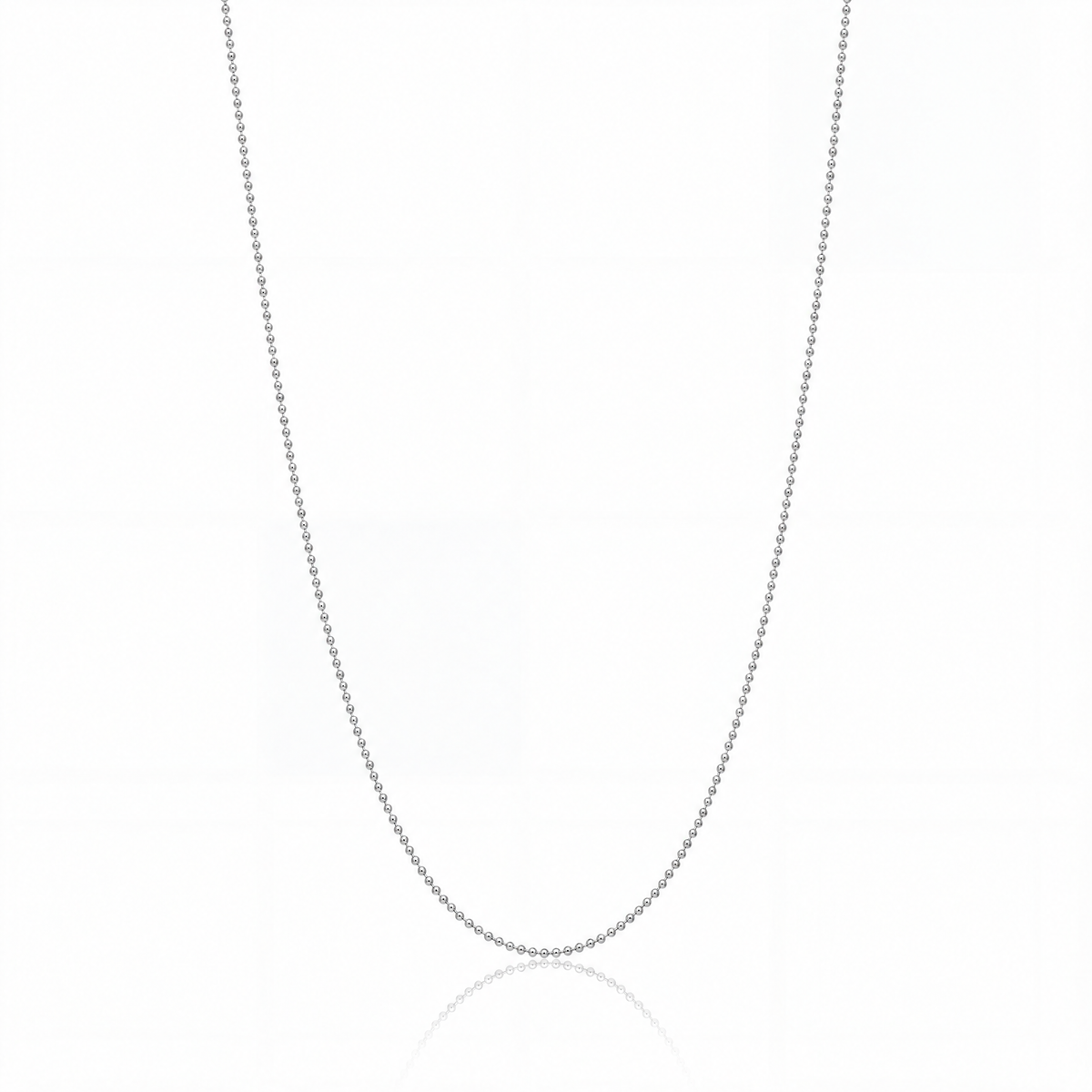 Ball Chain Necklace in silver / white gold tone — 1 mm bead chain.