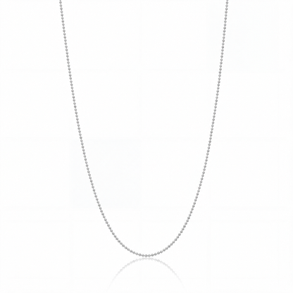 Ball Chain Necklace in silver / white gold tone — 1 mm bead chain.