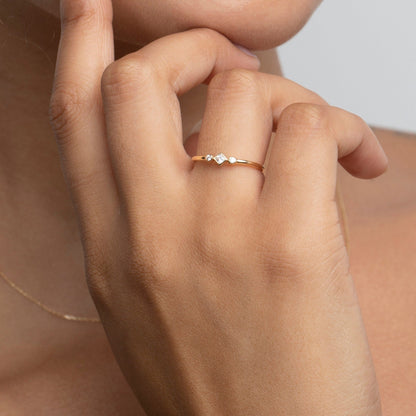 The Bezel Diamond Stackable Ring styled in 18K Gold Vermeil — elegant everyday jewelry. Tarnish-resistant.