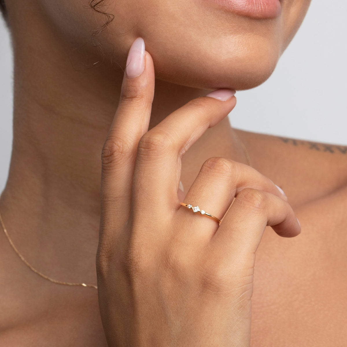 The Bezel Diamond Stackable Ring as an anniversary gift in 18K Gold Vermeil. Tarnish-resistant, made for keeping.