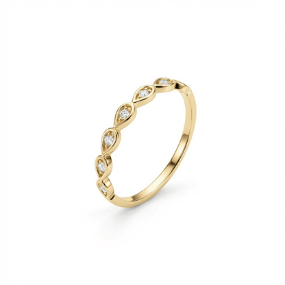 Bezel Tear Drop Band Ring in 18K Gold Vermeil with CZ Diamond. Tarnish-resistant, perfect for daily wear.