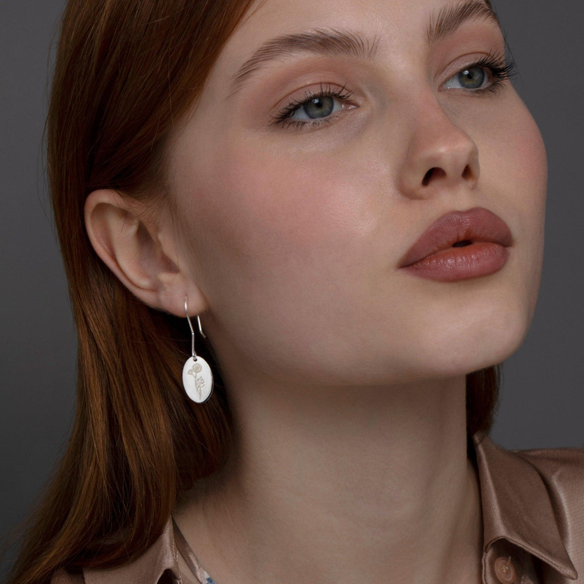 The Birth Flower Drop Earrings styled in 18K Gold Vermeil — elegant everyday jewelry. Hypoallergenic for sensitive ears.