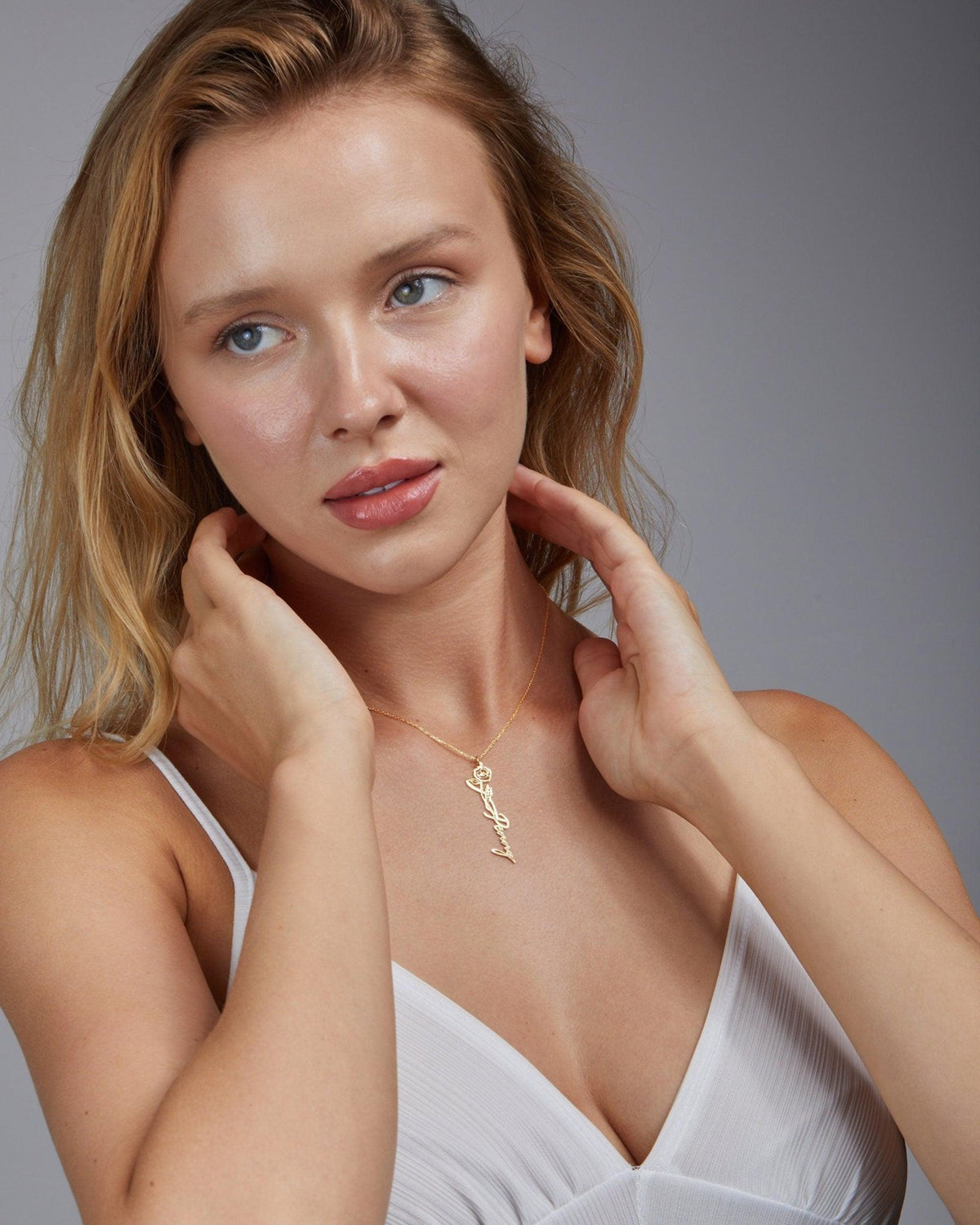 Birth Flower Name Necklace in Glamour Jewelry House gift box — 18K Gold Vermeil mother's day gift. Tarnish-resistant.