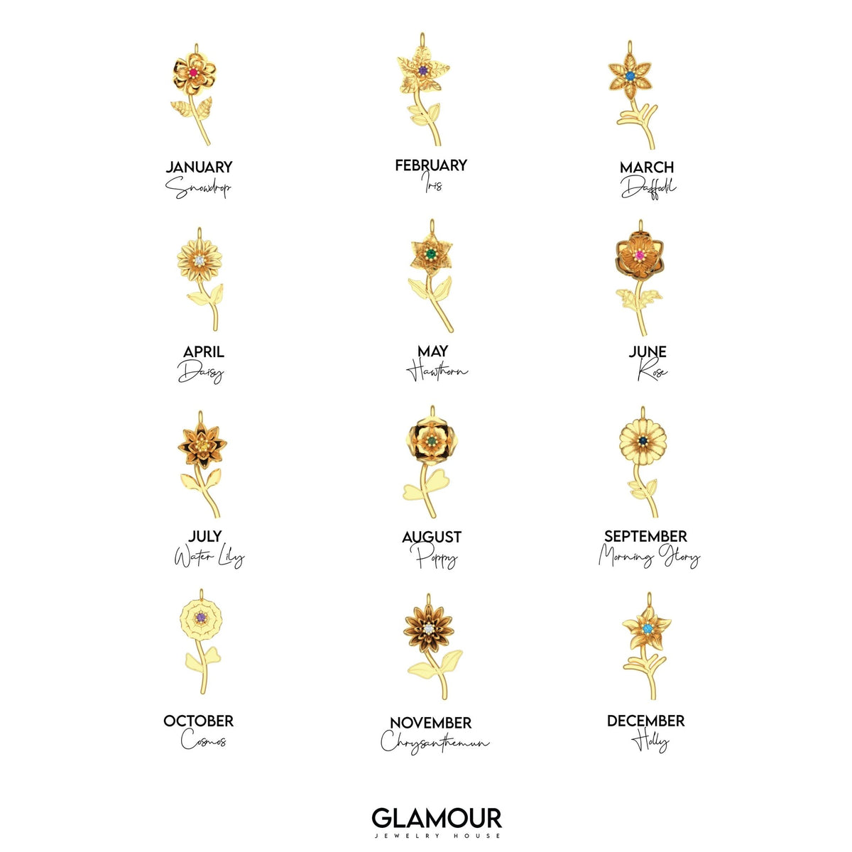 The Birth Flower Necklace worn in 18K Gold Vermeil — refined accessory for women. Safe for sensitive skin.