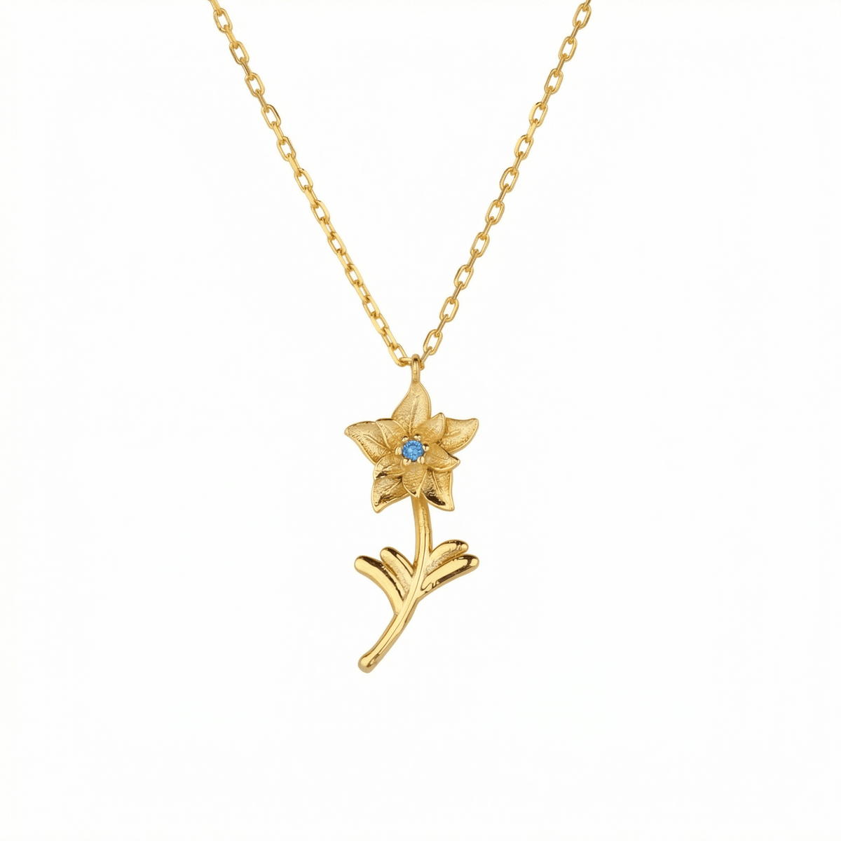 Birth Flower Necklace in 18K Gold Vermeil. Tarnish-resistant, perfect for daily wear.
