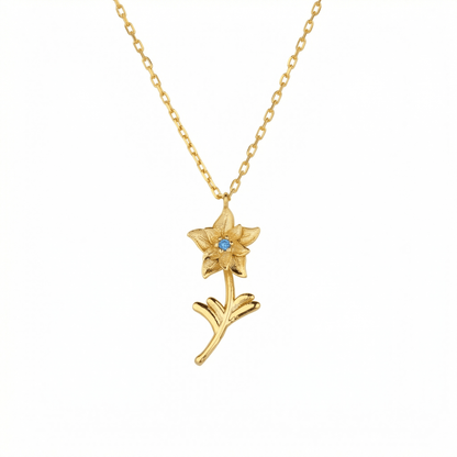 Birth Flower Necklace in 18K Gold Vermeil. Tarnish-resistant, perfect for daily wear.