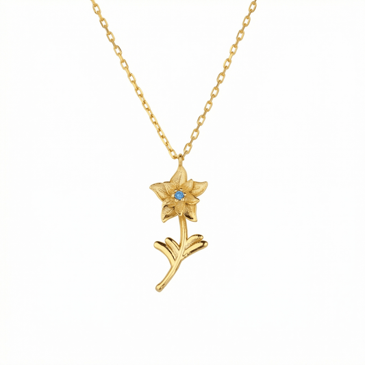 Birth Flower Necklace in 18K Gold Vermeil. Tarnish-resistant, perfect for daily wear.
