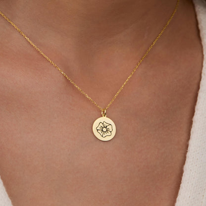 Birth Flower Necklace in Glamour Jewelry House gift box — 18K Gold Vermeil mother's day gift. Tarnish-resistant.
