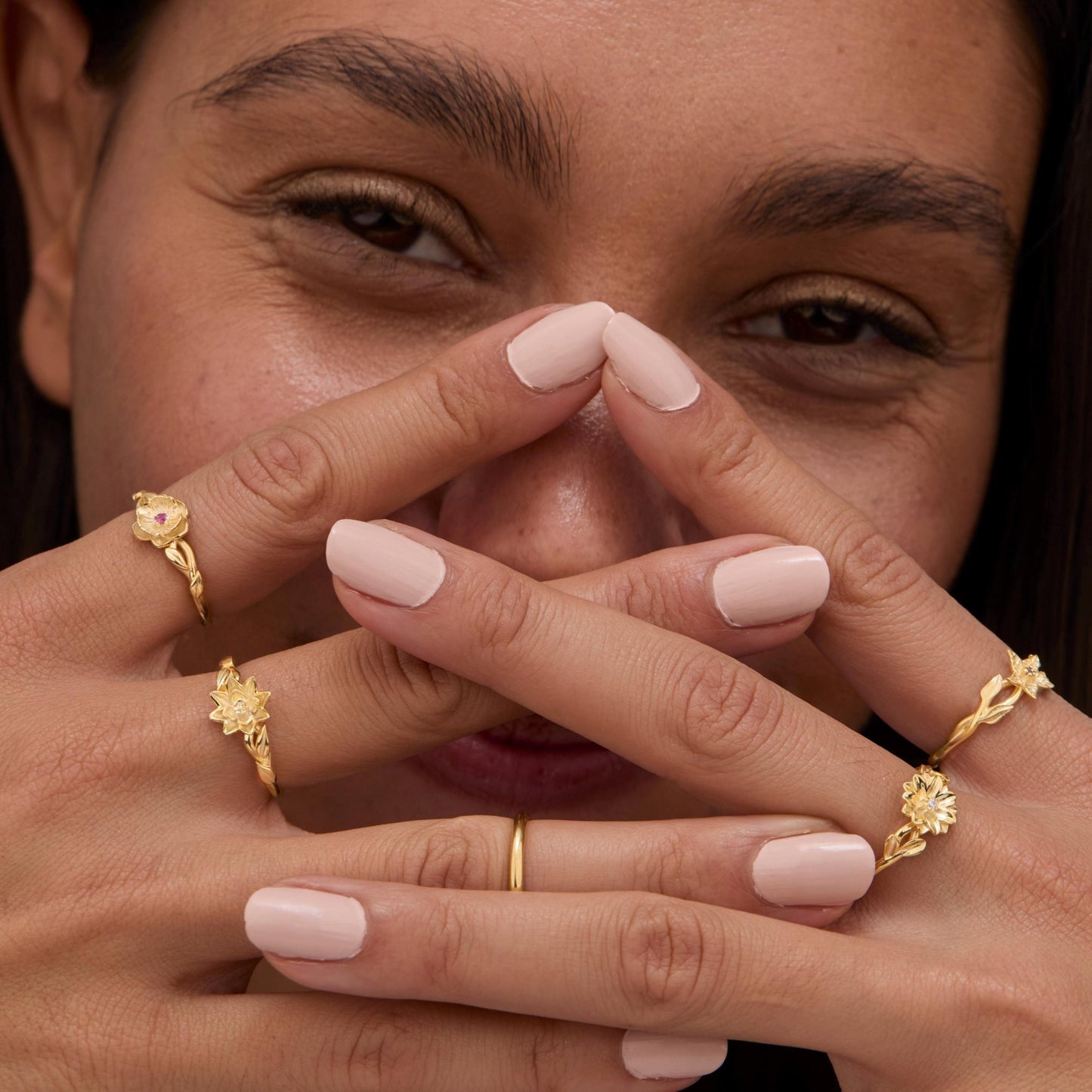The Birth Flower Ring with Birthstone styled in 18K Gold Vermeil — elegant everyday jewelry. Tarnish-resistant.