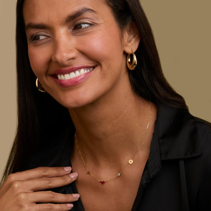 The Birthstone Horoscope Initial Necklace as a wedding gift in 18K Gold Vermeil. Safe for sensitive skin, made for keeping.