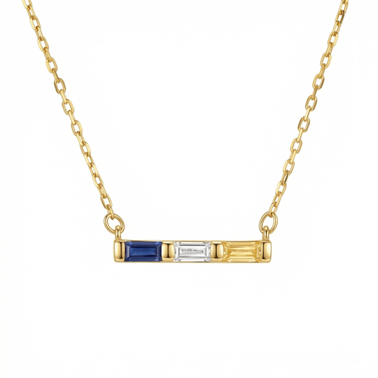 Birthstone Bar Necklace in 18K Gold Vermeil with Birthstone. Tarnish-resistant, perfect for daily wear.