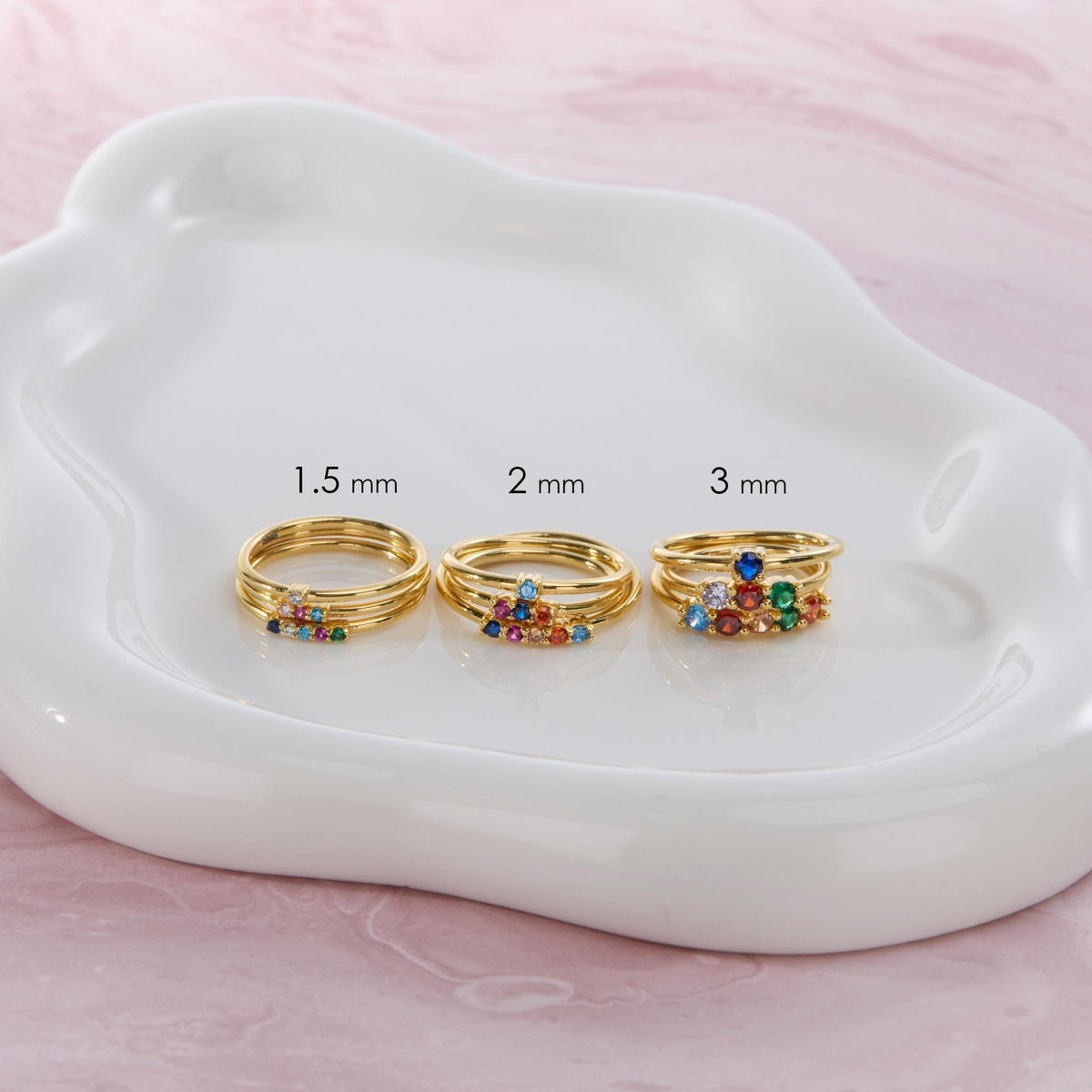 Birthstone Ring as a thoughtful birthday gift in 18K Gold Vermeil with Birthstone. Hypoallergenic, no green marks.