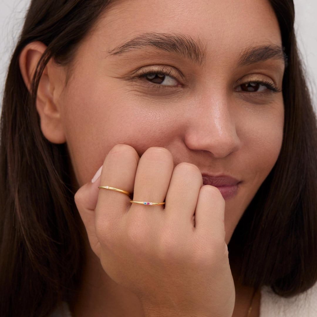 The Birthstone Ring as a mother's day gift in 18K Gold Vermeil. Tarnish-resistant, made for keeping.