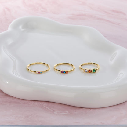 Birthstone Ring styled with complementary pieces in 18K Gold Vermeil. Tarnish-resistant, layered looks.