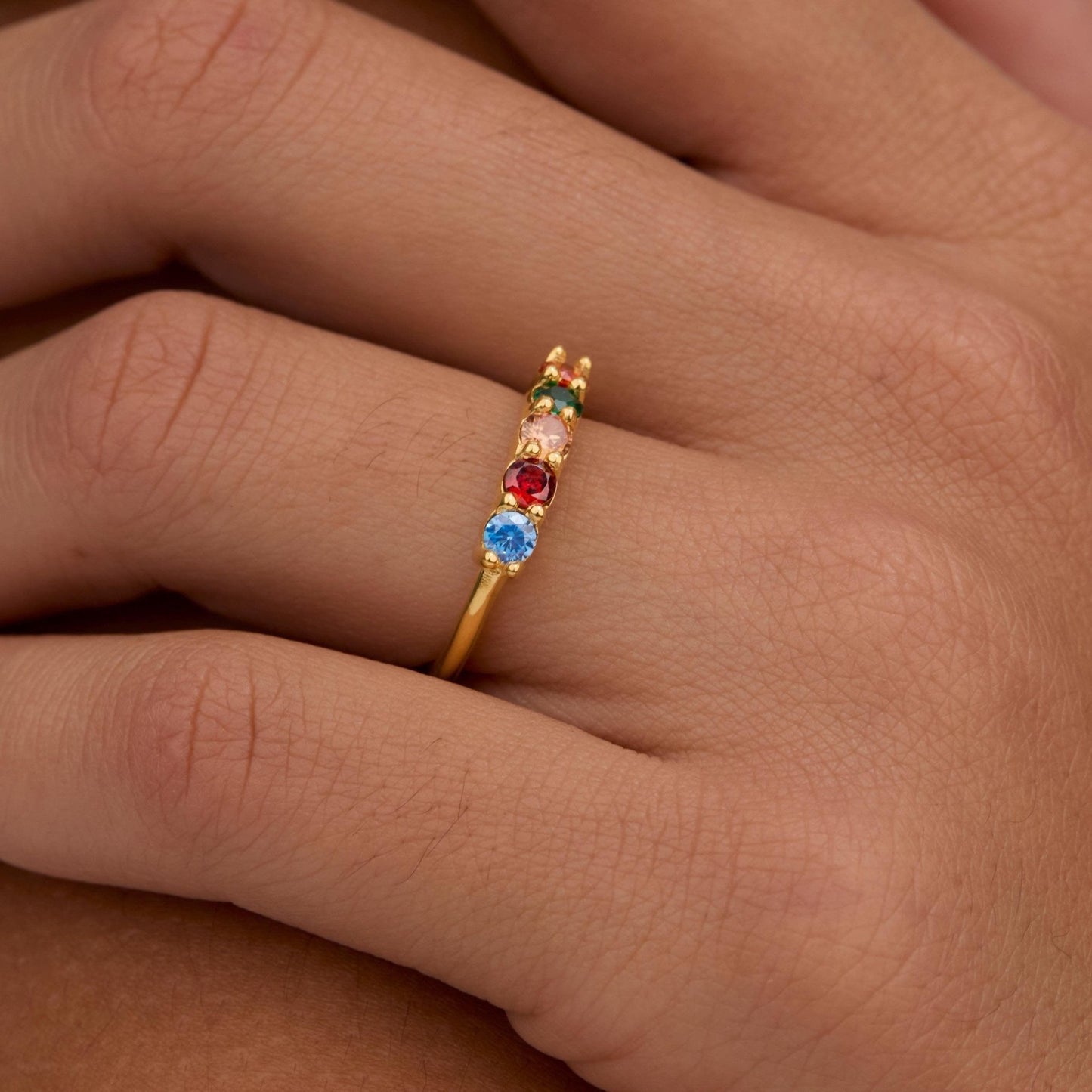 The Birthstone Ring styled in 18K Gold Vermeil — elegant everyday jewelry. Tarnish-resistant.