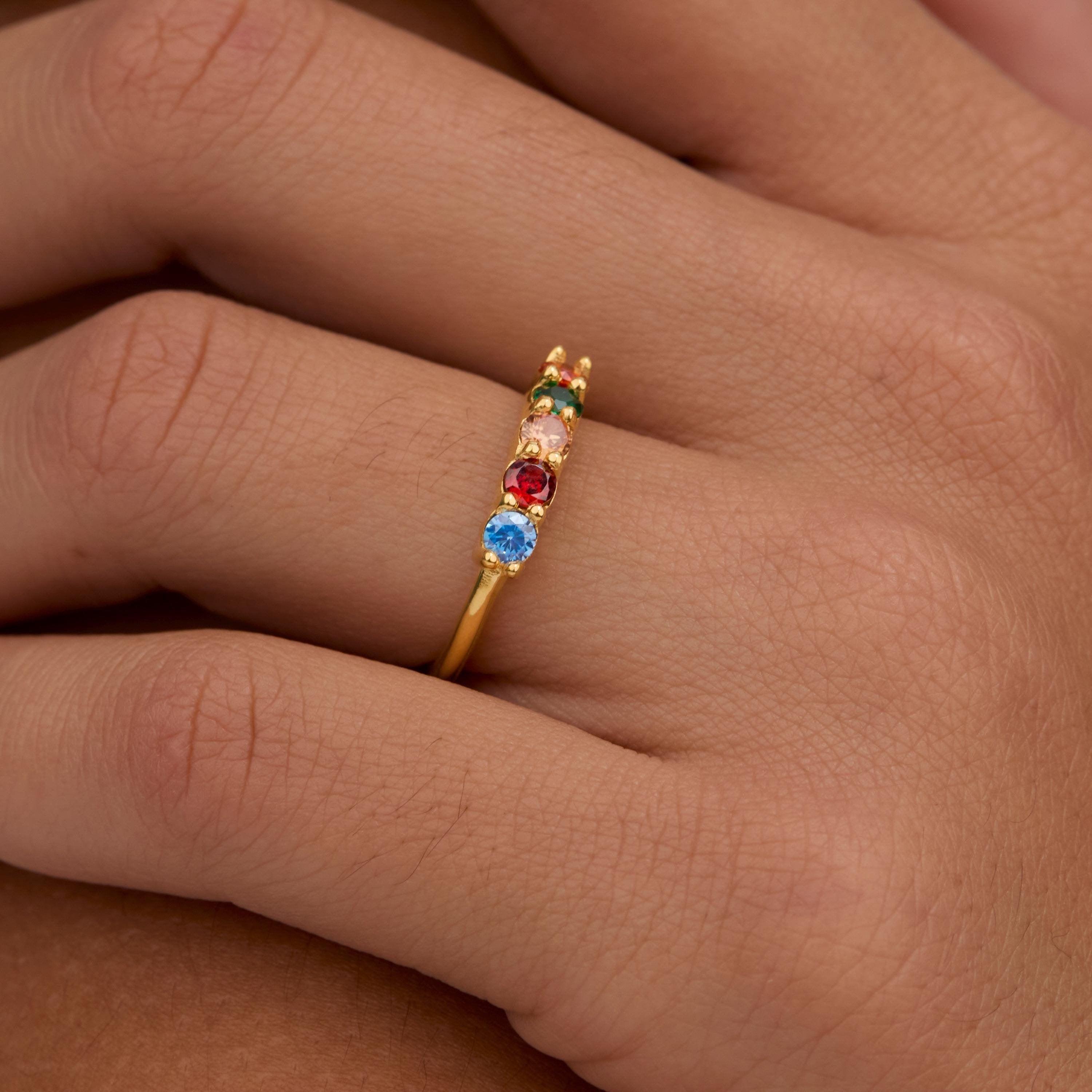 The Birthstone Ring styled in 18K Gold Vermeil — elegant everyday jewelry. Tarnish-resistant.