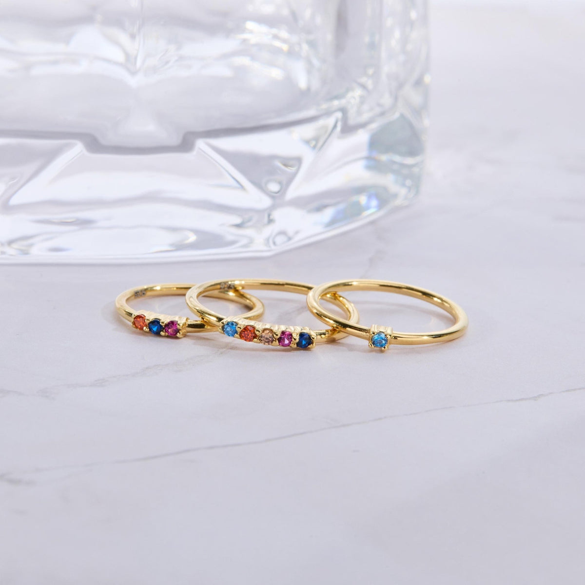 The Birthstone Ring worn in 18K Gold Vermeil — refined accessory for women. Hypoallergenic, no green marks.
