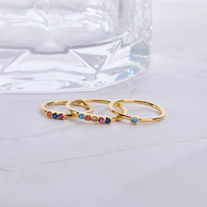 The Birthstone Ring worn in 18K Gold Vermeil — refined accessory for women. Hypoallergenic, no green marks.