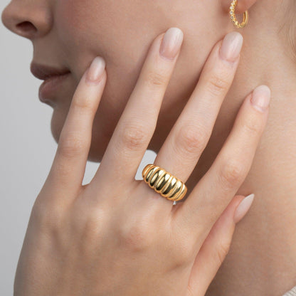The Bold Croissant Ring as a graduation gift in 18K Gold Vermeil. Tarnish-resistant, made for keeping.