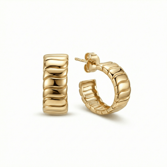 Bold Hoop Earrings in 18K Gold Vermeil. No green marks, perfect for daily wear.