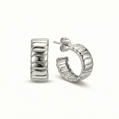 The Bold Hoop Earrings styled in 18K Gold Vermeil — elegant everyday jewelry. Hypoallergenic for sensitive ears.