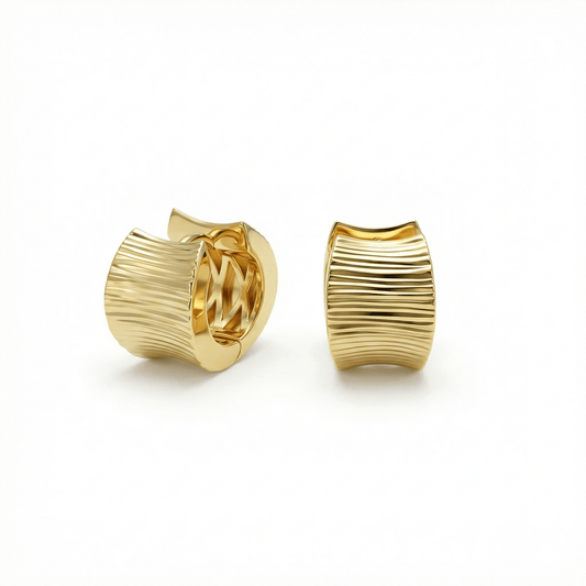 Bold Huggie Hoop Earring in 18K Gold Vermeil. No green marks, perfect for daily wear.