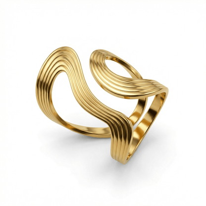 Bold Statement Ring in Gold-Plated Steel. Tarnish-resistant, perfect for daily wear.