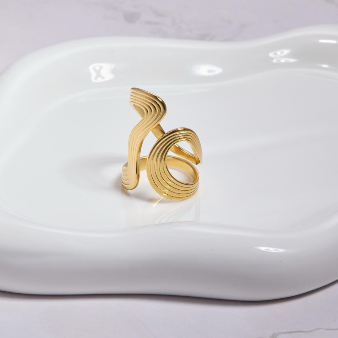 Bold Statement Ring in Glamour Jewelry House gift box — Gold-Plated Steel anniversary gift. Hypoallergenic, no green marks.