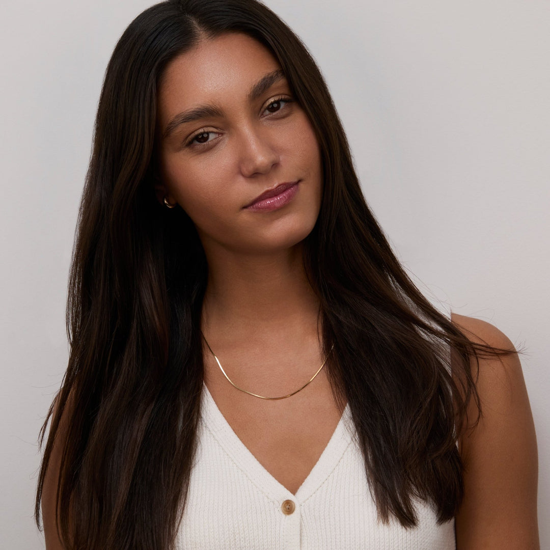 The Box Chain Necklace as an anniversary gift in 18K Gold Vermeil. Tarnish-resistant, made for keeping.