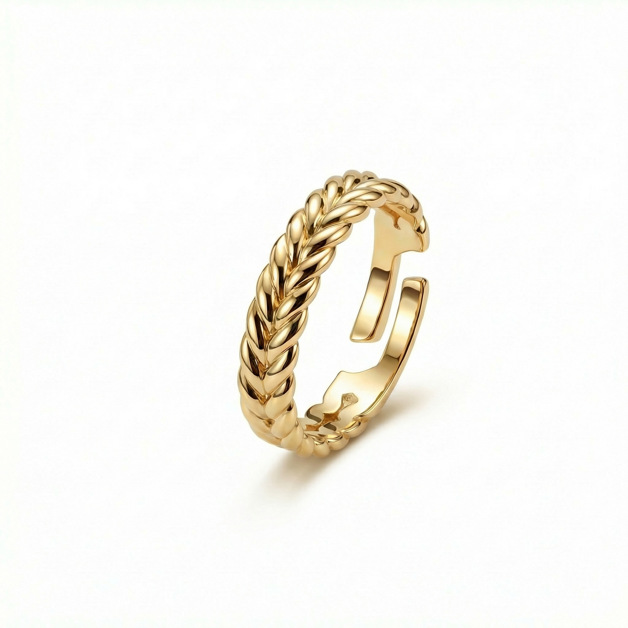 Braided Band Stackable Ring in 18K Gold Vermeil. Tarnish-resistant, perfect for daily wear.