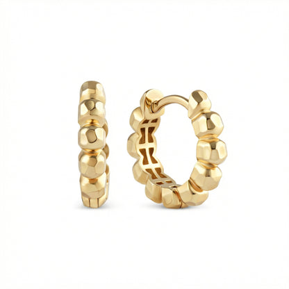 Bubble Ball Huggie Hoop Earring in 18K Gold Vermeil. No green marks, perfect for daily wear.
