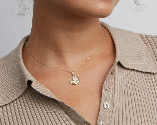 Close detail of the Butterfly Necklace in 18K Gold Vermeil. Hypoallergenic, no green marks, premium handmade jewelry.