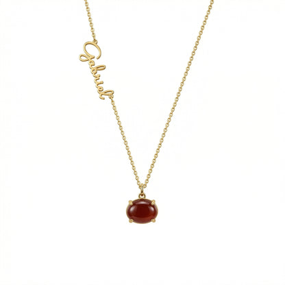 Personalized Carnelian Necklace in 18K Gold Vermeil. Tarnish-resistant, perfect for daily wear.