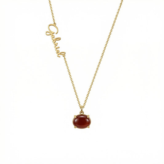 Personalized Carnelian Necklace in 18K Gold Vermeil. Tarnish-resistant, perfect for daily wear.